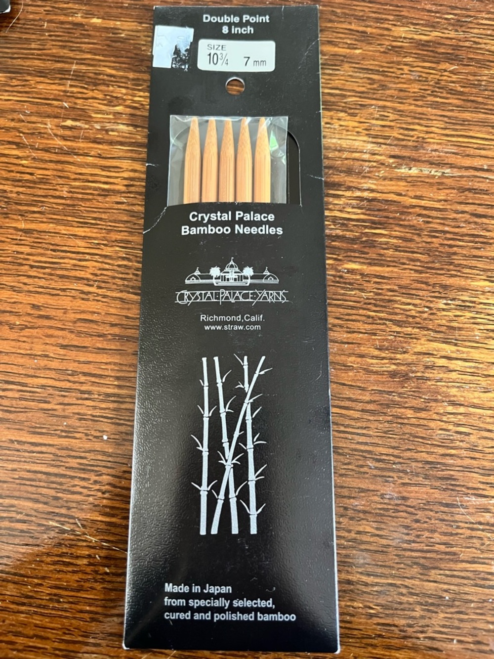Crystal Palace double point bamboo knitting needles set size 10 3/4